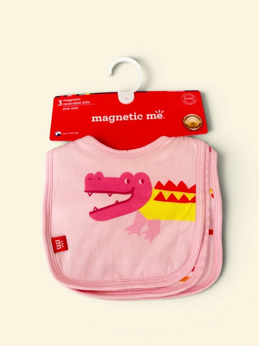 Magnetic Me Pink Crocodile Bibs (3-Pack)